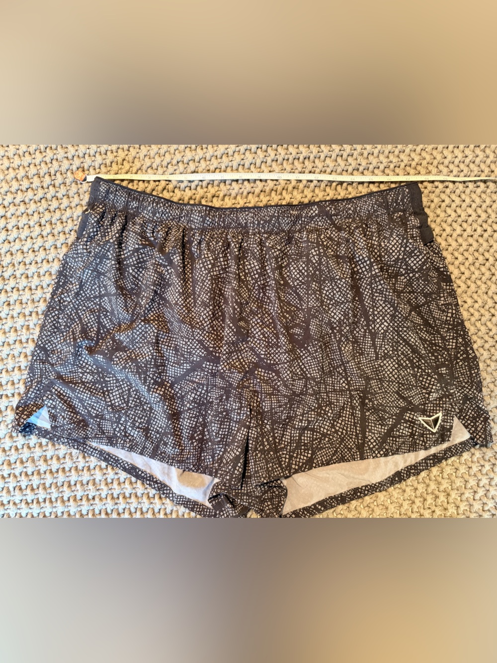 Men's Black Patterned Running Shorts - Picture 7 of 7